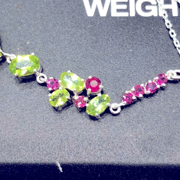 Peridot Garnet Silver Bracelet - Picture 2 of 4